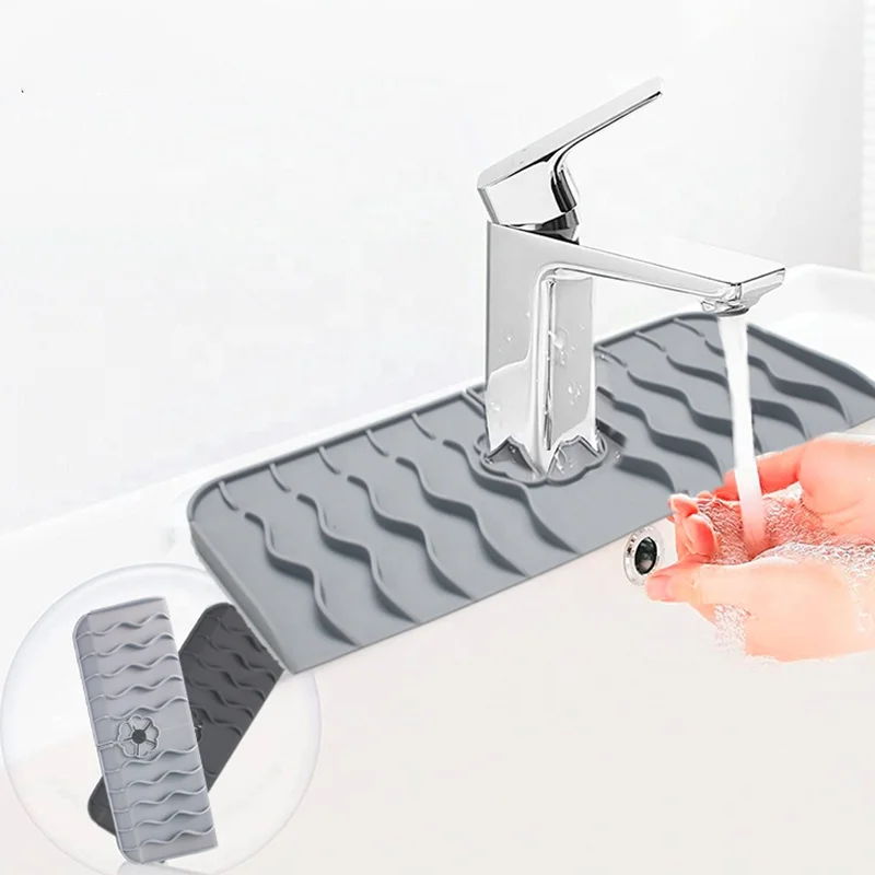 Newest Popular Product Silicone Sink Faucet Splash Guard, Sink Splash Drain Drying Faucet Mat suitable for kitchen bathroom bar