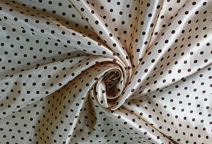 Polka Dot Print Fabric 100% polyester Satin Fabric Silk Fabric For Dress Shirt Manufacturer Wholesale
