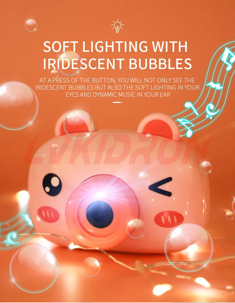2023 Cute Cartoon Pig Camera Kids Baby Bubble Machine Outdoor Automatic Bubble Maker Gift For Girlfriend Bath Toy For Children