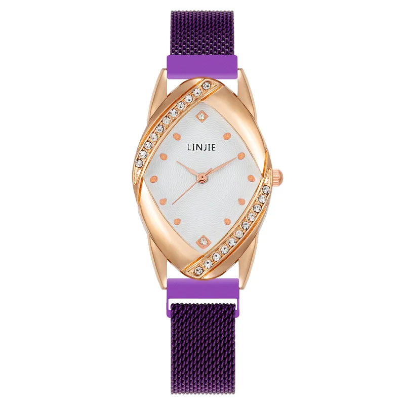 Luxury Diamond Women Fashion Watches Retro Simple Ladies Quartz Wristwatches Simple Crystal Magnetic Mesh Female Watch Clock