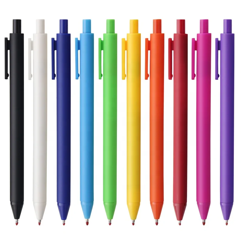 Hot Sales Custom Logo Multicolor Soft Rubber Finished Plastic Click Gel Ink Pen with 0.5mm Fine Point