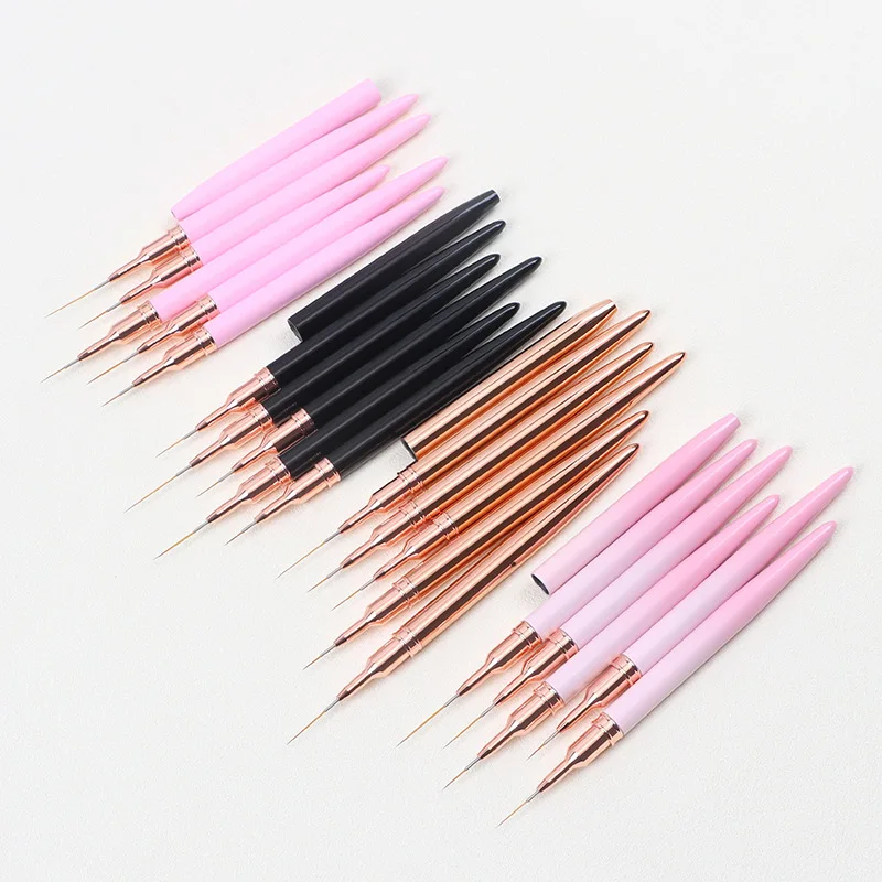 NEW Striping Nail Art Brushes set for Long Liner 5pcs/bag  colorful Hair Synthetic/Kolinsky Liner Brush 5/8/13/20/25