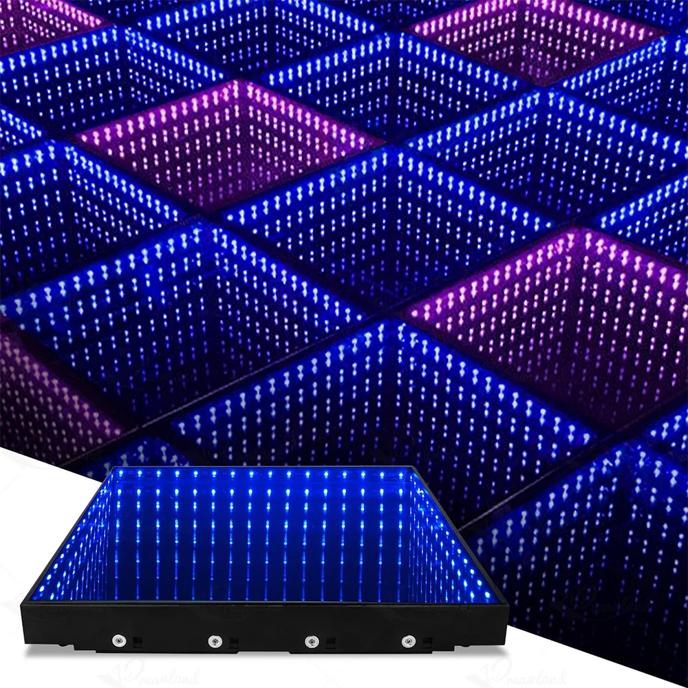 Rgb 3d Effect Led Dance Floor Panel Lighted Tempered Glass Magnetic Infinity Mirror Wedding Party Stage Mats Dmx Control Mode