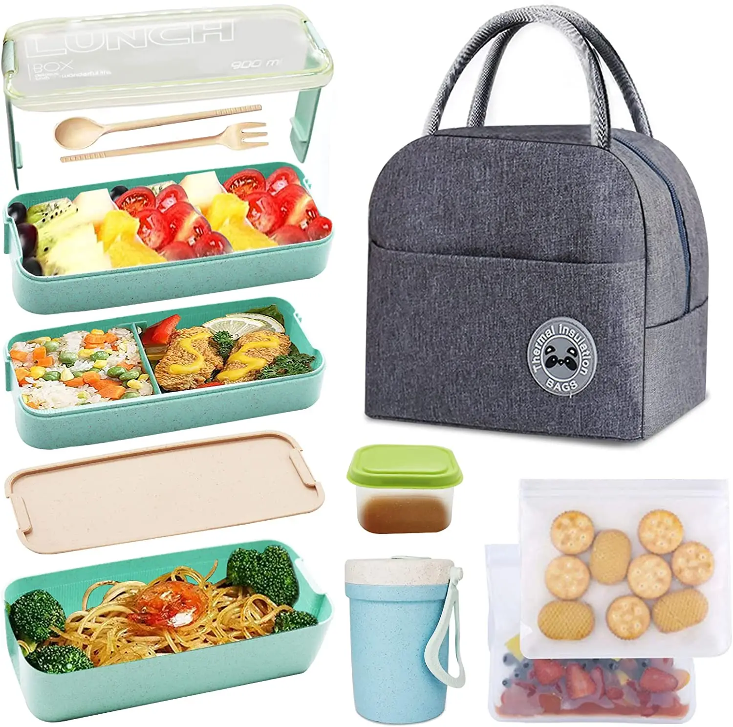Bento Box Lunch Box Set Japanese lunch box 3 Combination 1 Compartment  Leak proof 3 Layer