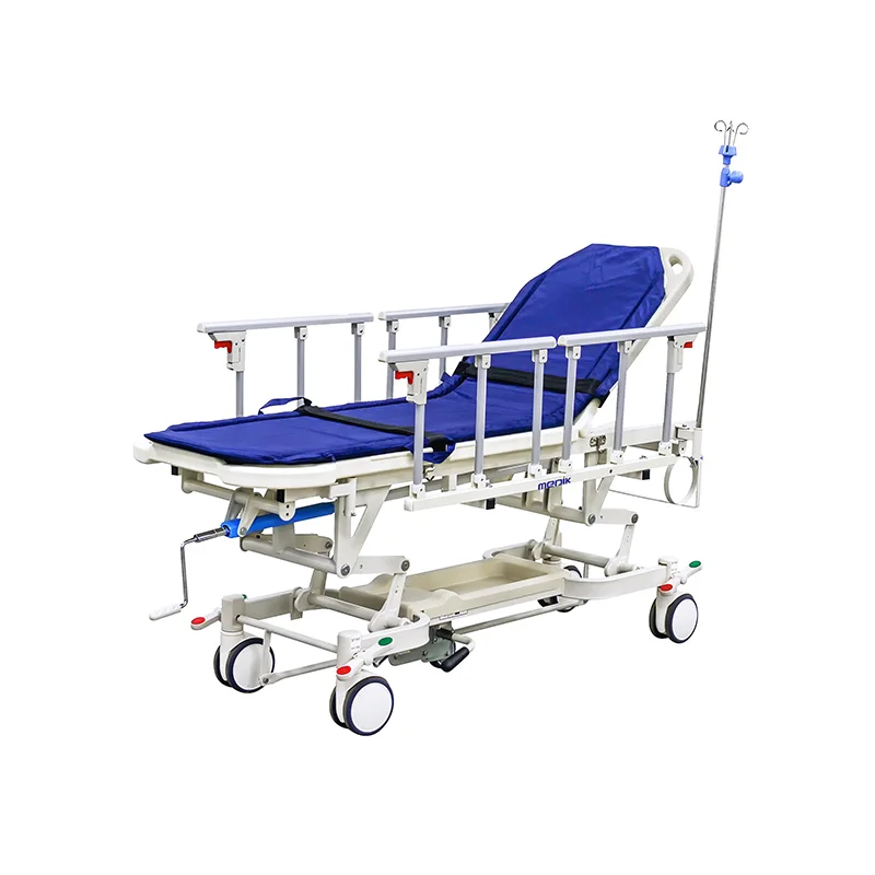 Mobile Manual Hospital Patient Transfer Emergency Stretcher Trolley With Side Rails