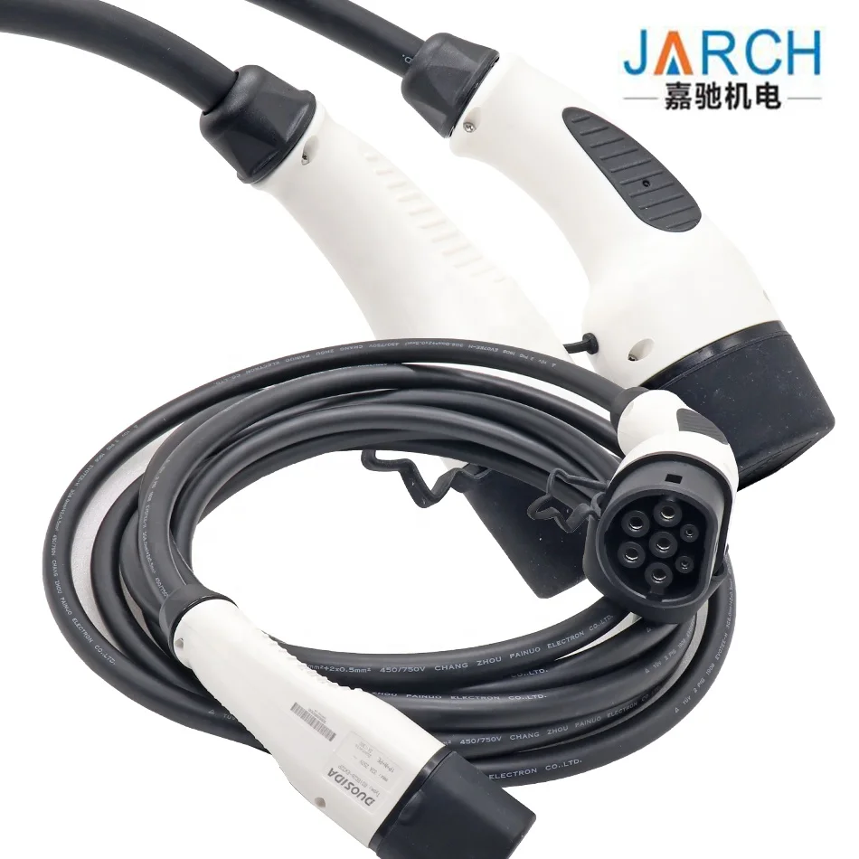 Зарядный кабель для электромобилей IEC62196, трехфазный автомобильный разъем, штекер 32A, кабель для катушки