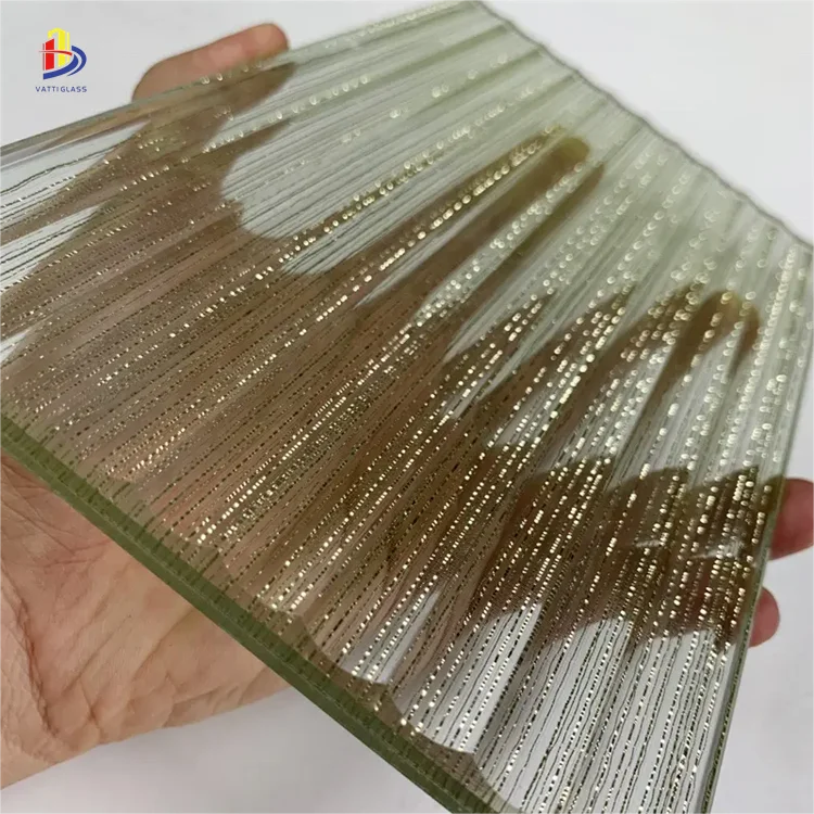 Decorative fluted laminated textured wired glass with fabric