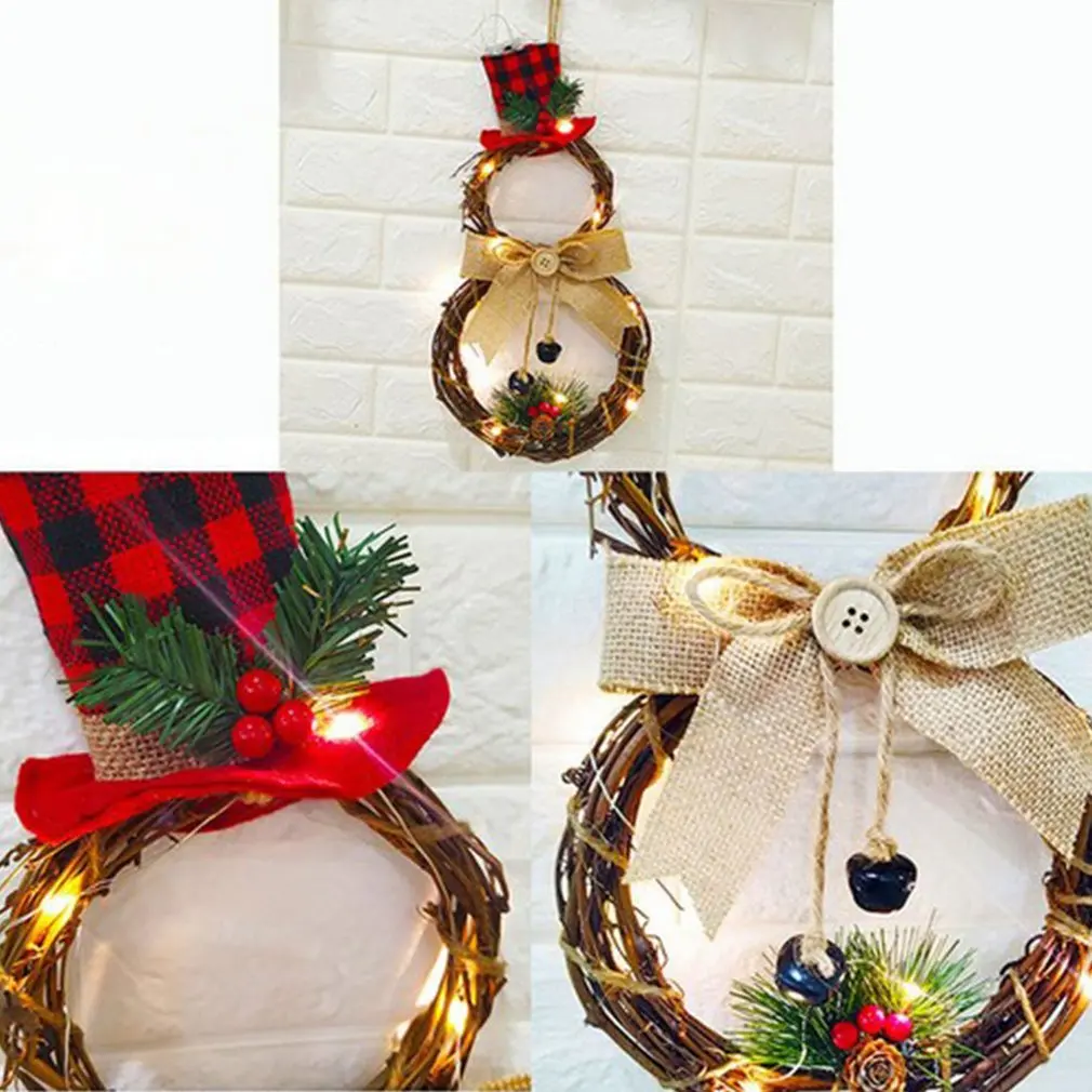 Christmas LED Garland Hanging Decoration Home Rattan Crown Wall Door Home Party Outdoor Shopping Mall Decoration Garland Wreath