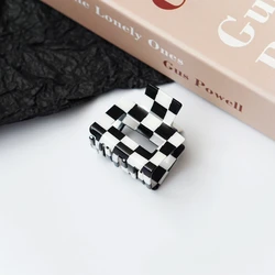 GIRLIZE 5/7.5/8.5/9.5/10.5cm Korean Large Colorful Geometric Checkered Hair Claw Small PVC Plastic Acrylic Claw Clip For Women
