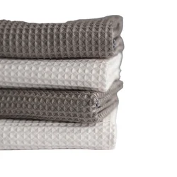 Microfiber kitchen napkin towels grey white dish cleaning towel super absorbent with lanyard