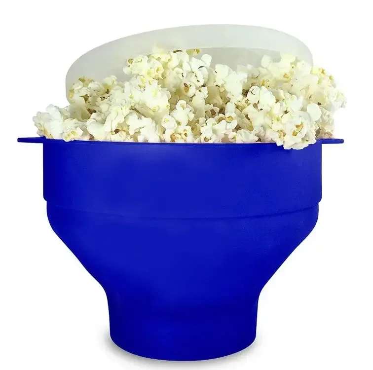 Custom Logo Home Dly Microwave Popcorn Maker Collapsible Hot Air Silicone Popcorn Popcorn Bowl Popper Bowl With Lid