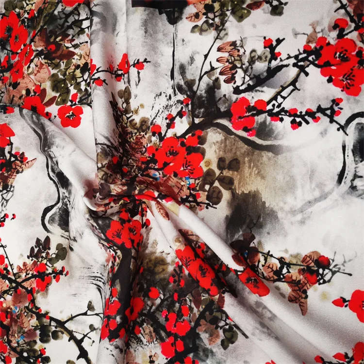 Factory sale 100% polyester 75d satin printed floral chiffon fabric for dress