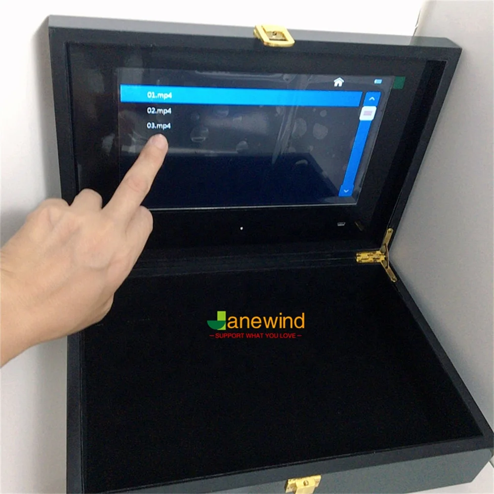 Custom luxury wooden jewelry box With Lcd Video Player 10inch Touch Screen Lcd Video Gift Box Upload Your Video Presentation Box