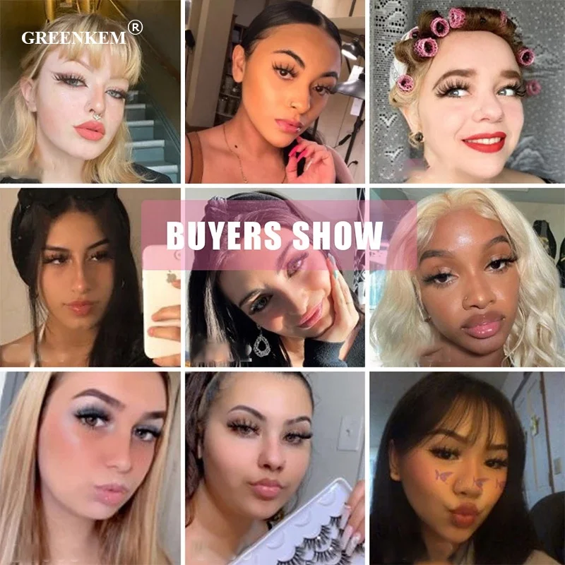 GREENKEM Natural False Eyelashes Thick Makeup Real Soft Eyelash Extension Eyelash Boxes Custom Logo Packaging 3D Mink Lashes