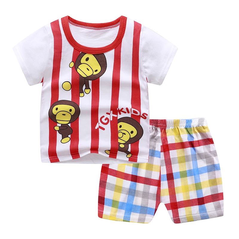 Wholesale Price Summer Kids Short Sleeve Suit Children Pajamas Baby Clothings Sets for Boys and Girls