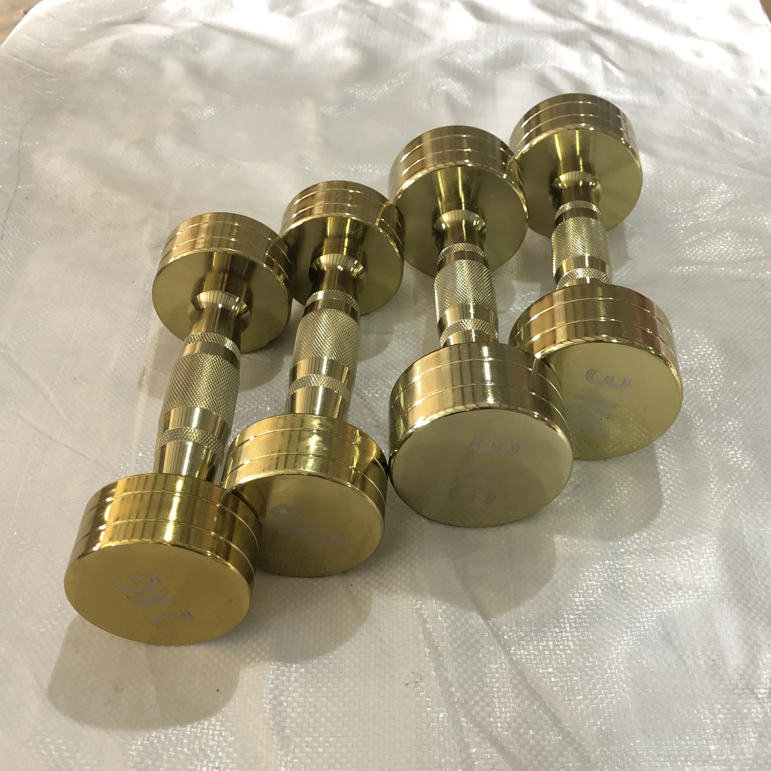 Weight lifting Rose Golden Chrome Steel Dumbbells Handle With Foam Handle Women Gold Luxury Mancuernas Set