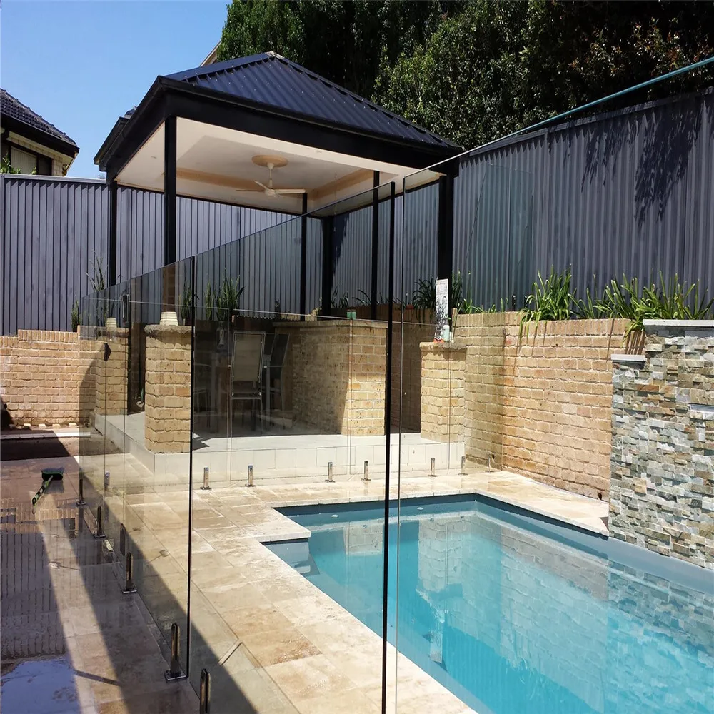 House Modern Plexiglass Fence Stainless Steel Swimming Pool Handrail Glass Spigot Railing Design