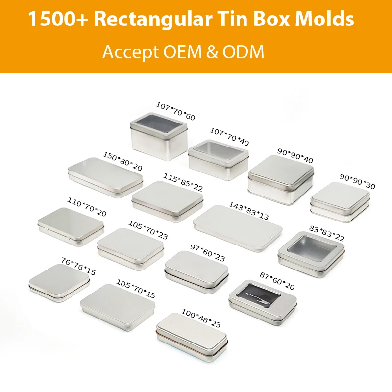 Custom Small Rectangular Hinged Lid Cigarette/Tobacco/Cigar /Gift/Candy/Mint Organizer Storage Tin Can Container Metal Tin Box