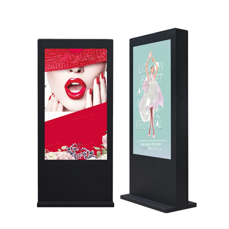 Ip65 Lcd Display Exterior Outdoor Waterproof 55 65 Inch Custom 6mm Digital Touch Screen Kiosk floorstanding display