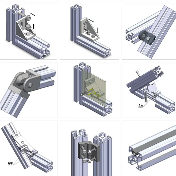 Крепежные используемые с Т-образным болтом и фланцевой гайкой прочные прямоугольные соединители принадлежат алюминиевым профилям аксессуарам