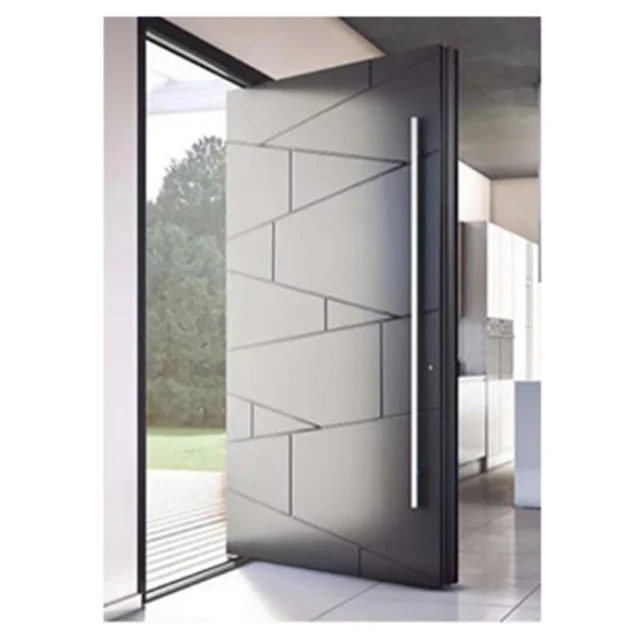 2021 Современная стильная одноповоротная цельная деревянная дверь для виллы дизайн входной двери