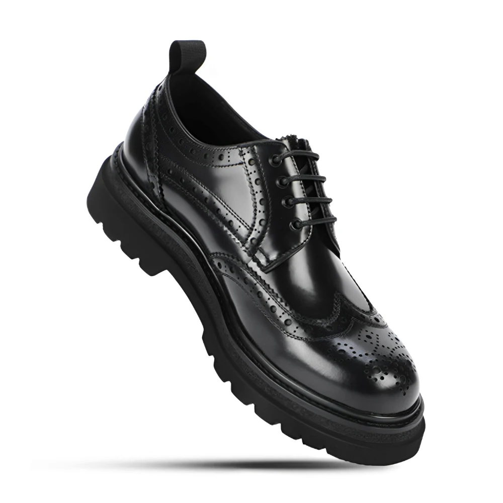 New Style Top Layer Cow Leather Lace-up Formal Shoes Breathable Mens Business Office Cowhide Black Derby Shoes