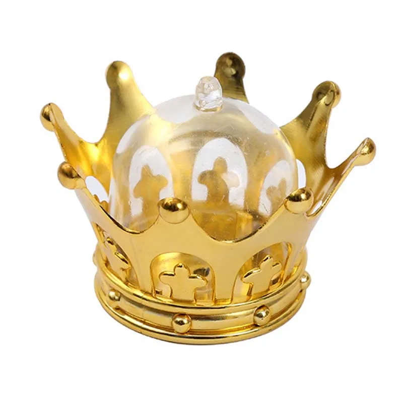 Ruizhuo latest Crown silver gold plastic baby baptism birthday party candy packaging gift box transparent candy box