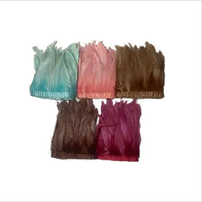 8-10inch (20-25cm) Decor Half Bronze Coque Rooster Feathers Fringe Ribbon Trim Carnival Festival Cock Tail Feather Trimming