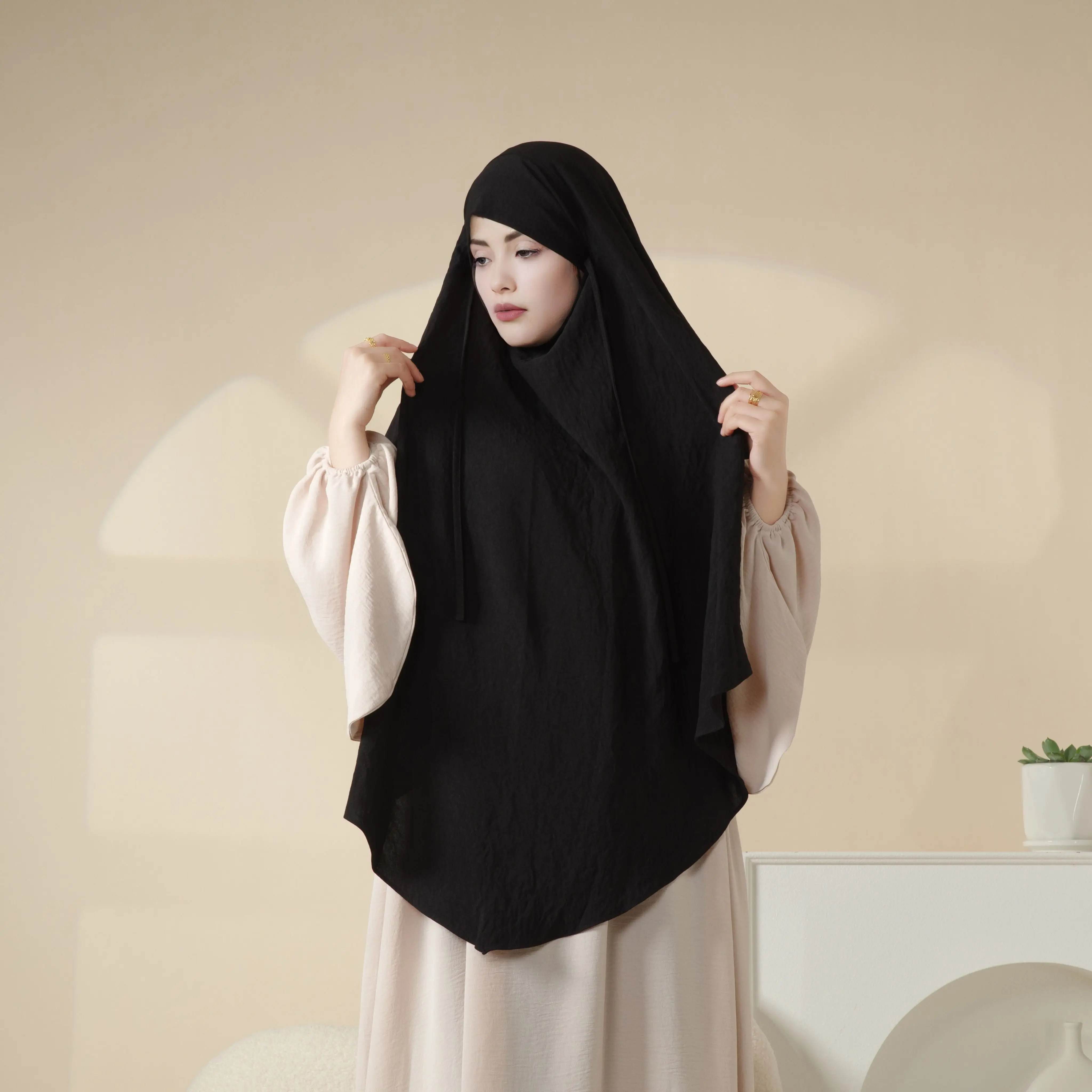 Новый креп 1-слойный хиджаб Khimar для женщин мягкий легкий длинный головной платок Обертывания Саудовский никаб