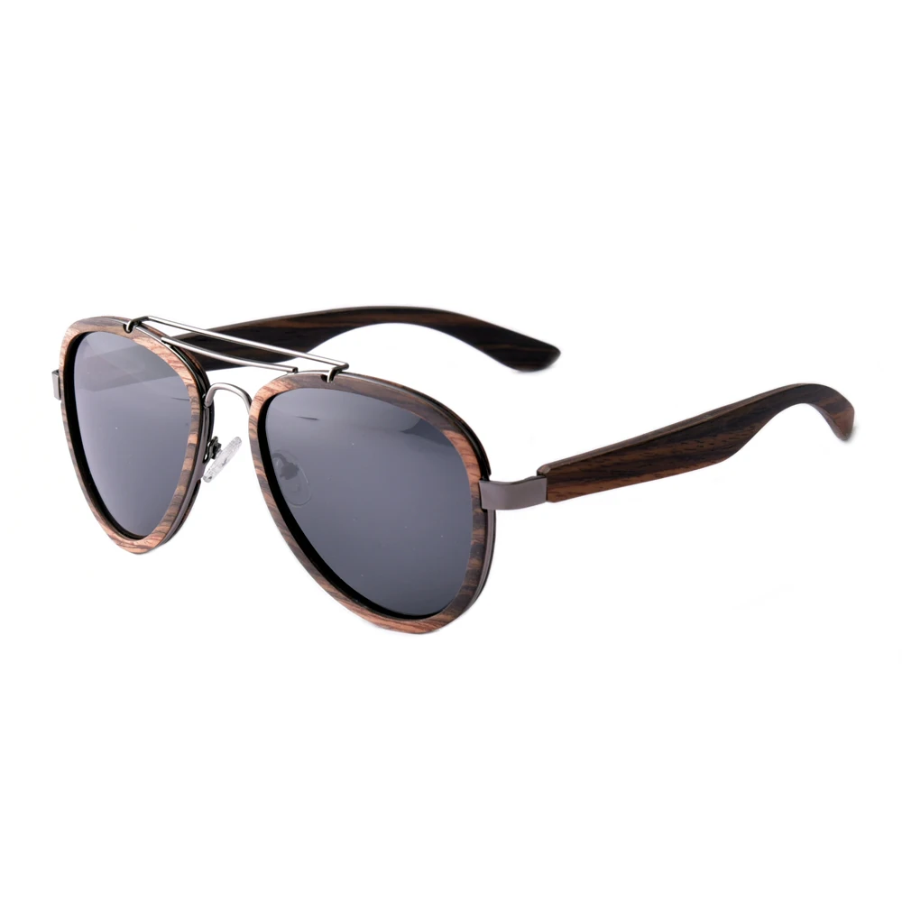 Bamboo Eyeglasses Unisex High Quality Black Ebony Sun Glasses Custom Logo Handmade Fashion Army Pilot Polarized Wood Sunglasses