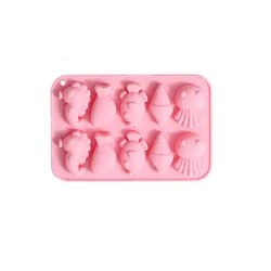 10 Cavity Reusable Carton Cute Marine Organism Shape Silicone Chocolates Candy Baking Cake Mould For Kitchen