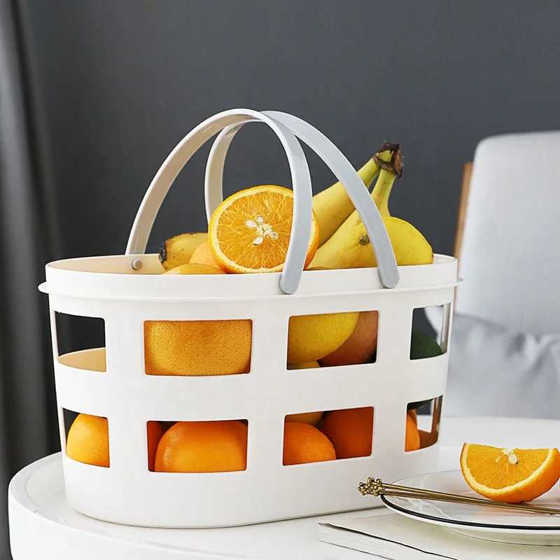 Household Items Multifunction Double Handle Portable Bathroom Countertop Organizer Kitchen Fruits and Vegetable Storage Baskets