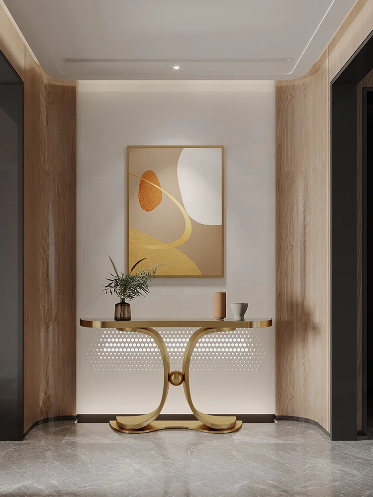 luxury style console desk white marble top with gold stainless steel base console tables living room furniture