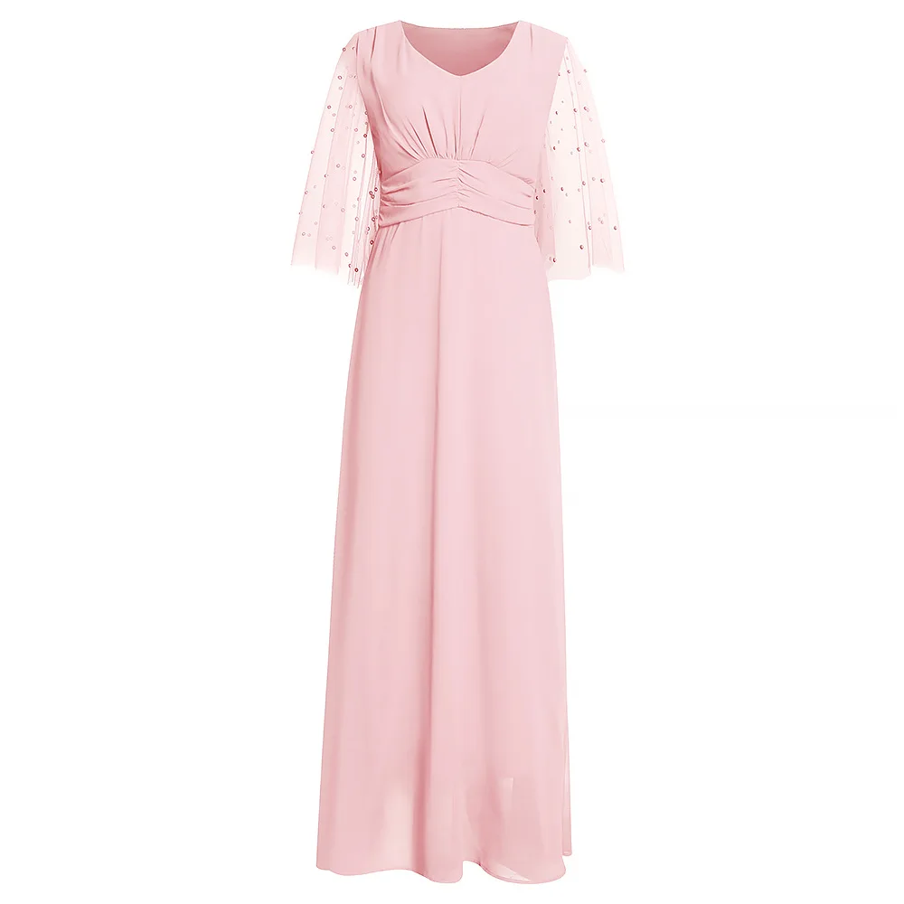 Turkey women party dresses natural casual floor-length high waist long evening patchwork dress