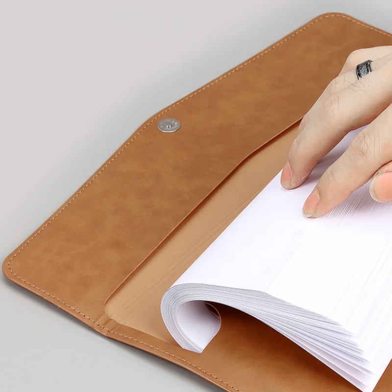 A4 Paper Document Holder Large Capacity PU Leather File Bag Durable Office Document Organizer Briefcase
