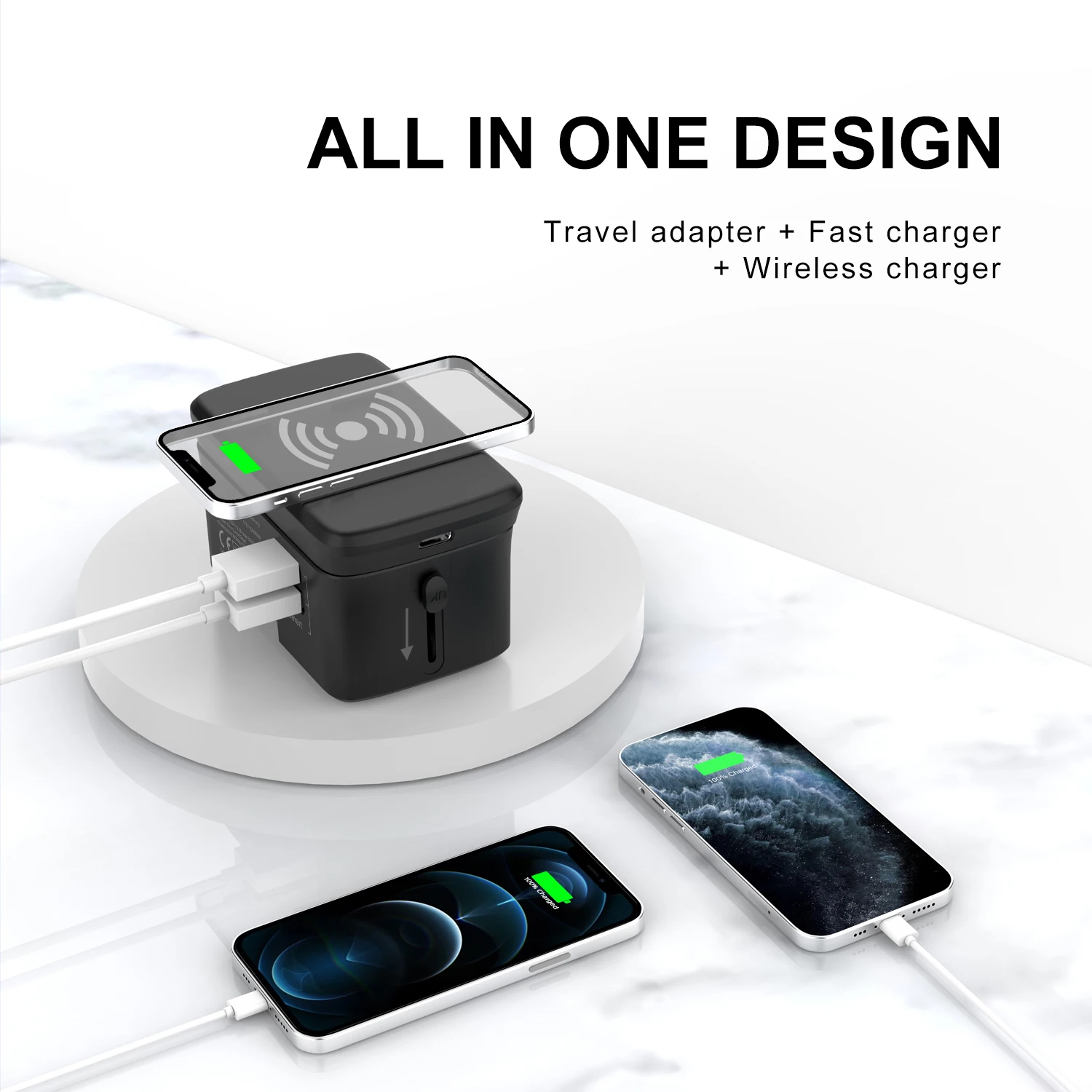 Otravel top selling new electronic travel usb gadgets China 2021 power adapter with wireless charger set
