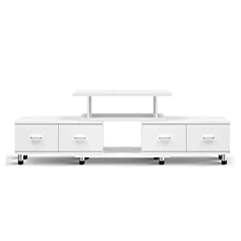 White TV Unit 160-220cm Length Adjustable Entertainment Unit Wooden TV Stand Cabinet