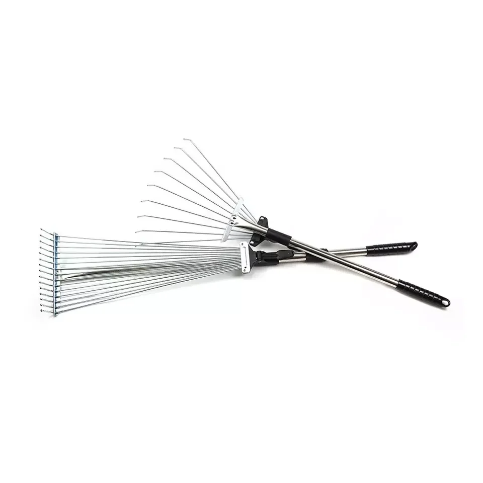 Hot Sales Lightweight Adjustable Professional Collect Leaves Garden Metals Grass Rake With Expanding Handle