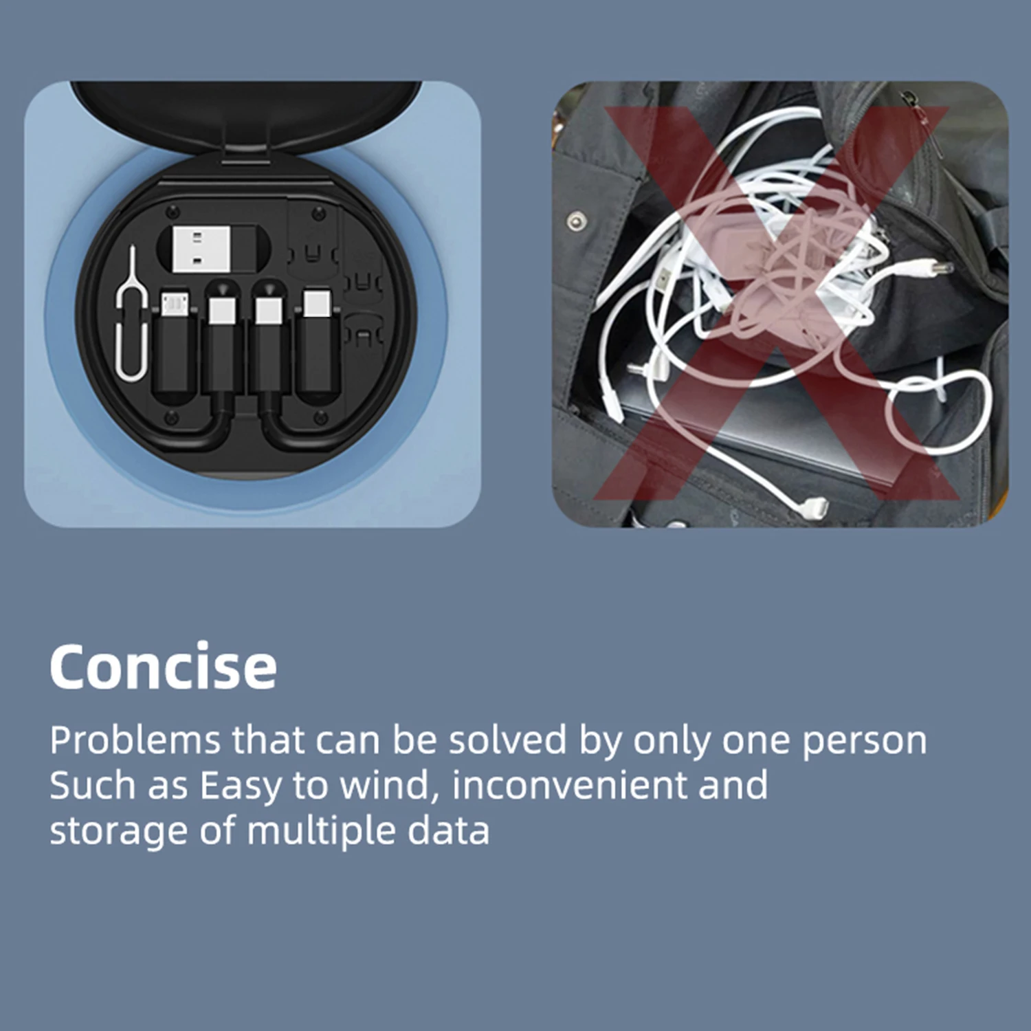 Wholesale high-quality customized multi-function mobile phone 60W fast charging data cable 10 in 1 USB cable set storage box