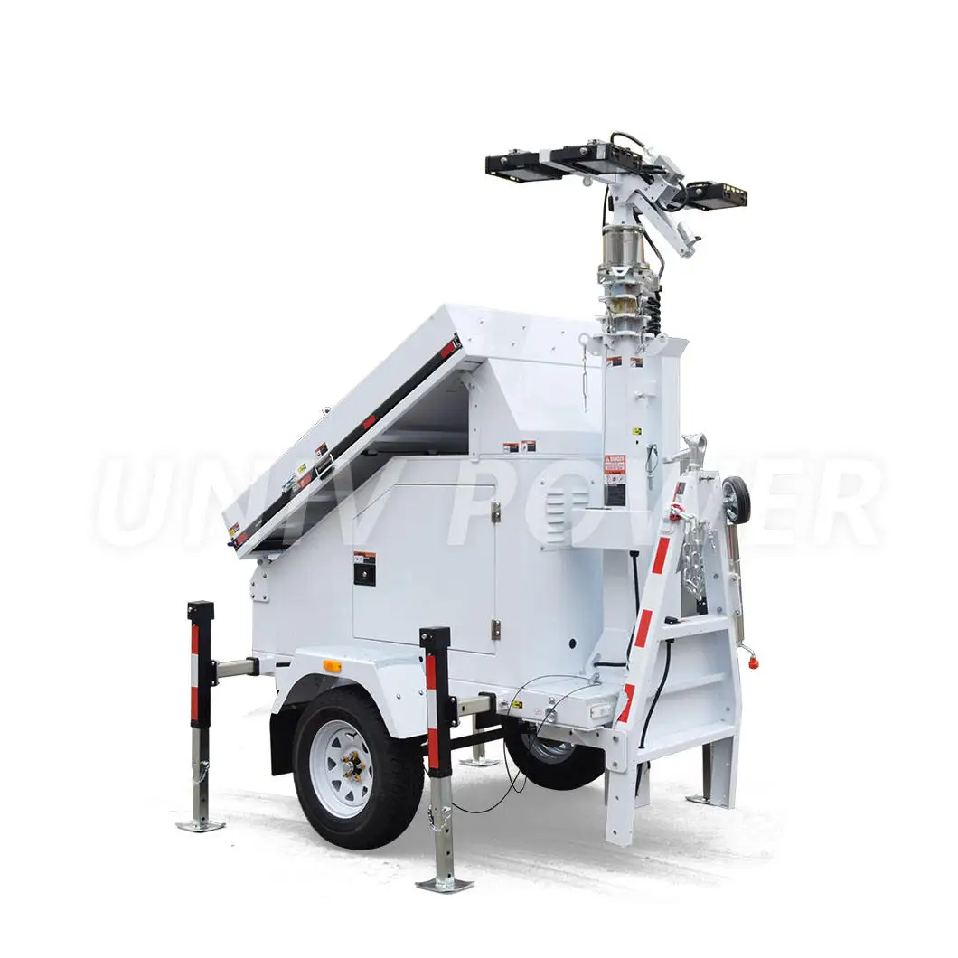 12m solar portable led light tower telescopic high mast light tower 600W Trailer Type Outdoor Events Solar Emergency Light Tower