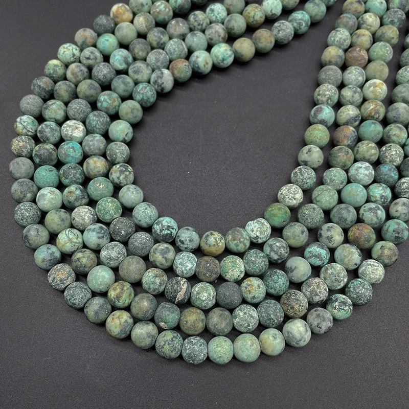 Gorgeous Matte Frosted African Turquoise for Jewelry Making African Turquoise Round Loose Gemstone Beads
