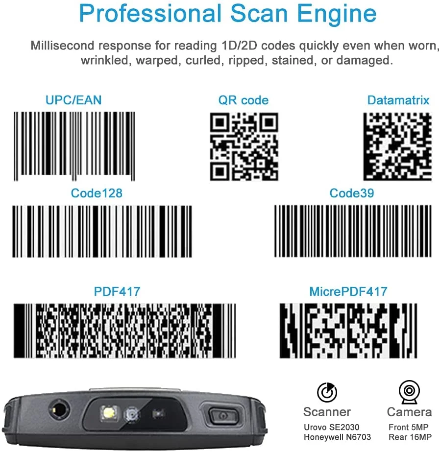 UROVO DT50 5G network barcode pda Handheld Rugged Industrial PDA Mobile Computer Barcode Scanner Computer Android 10