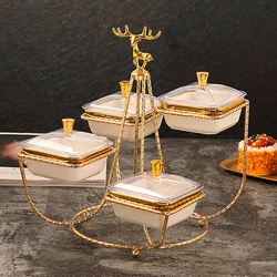 Household Small White Porcelain Plates Modern Serving Dish With Cover Ceramic Dried Fruit And Nut Party Gift Tray