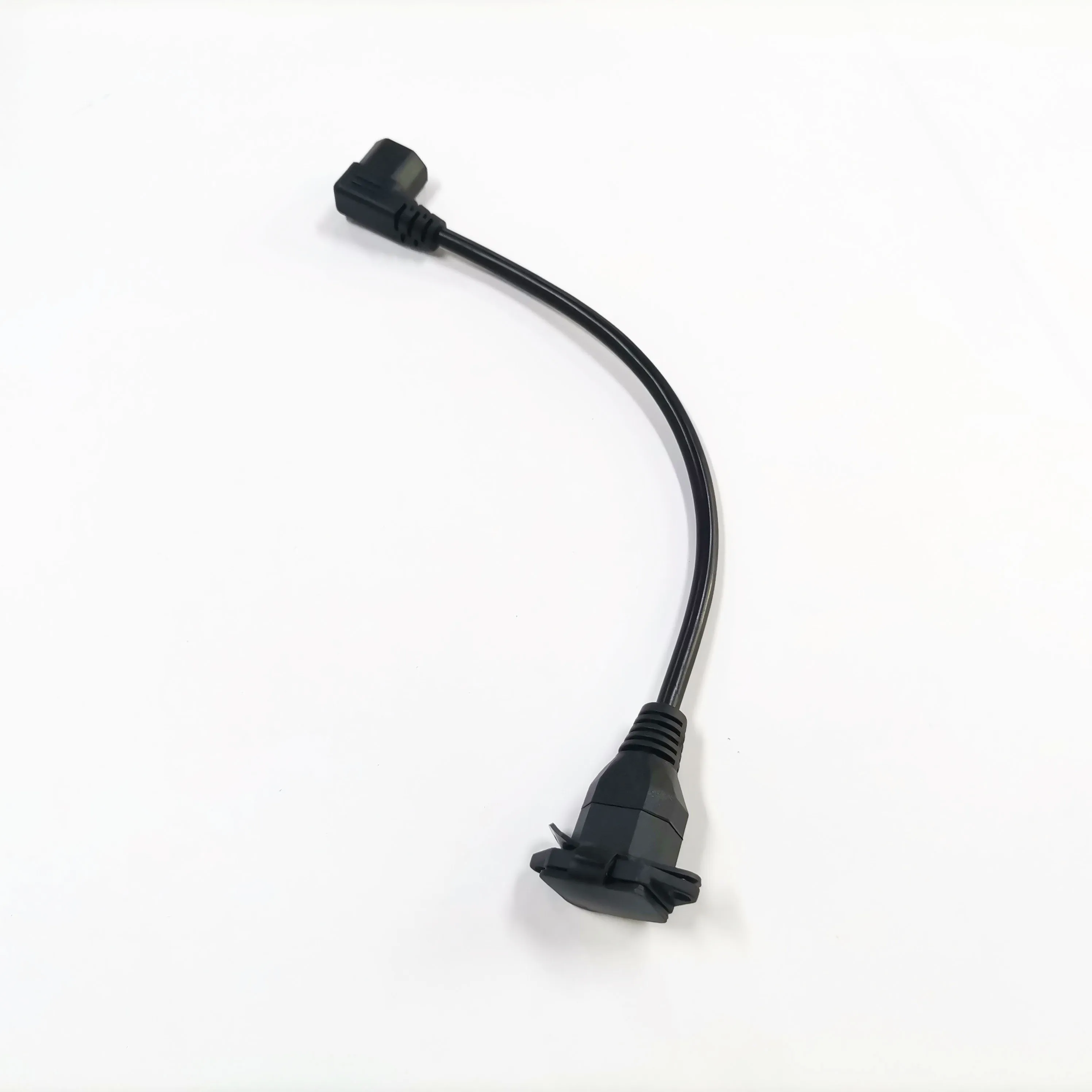 30CM 3X0.75MM2 right angled C13 to moutable C14 power cord with cover