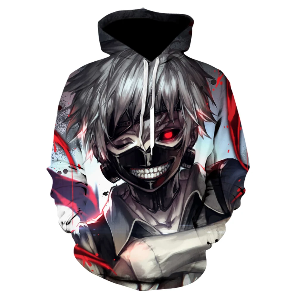 Hot New Design Tokyo Ghoul anime Funny Hip Hop cartoon Casual oversize  3d printed Hoodies Sweatshirts