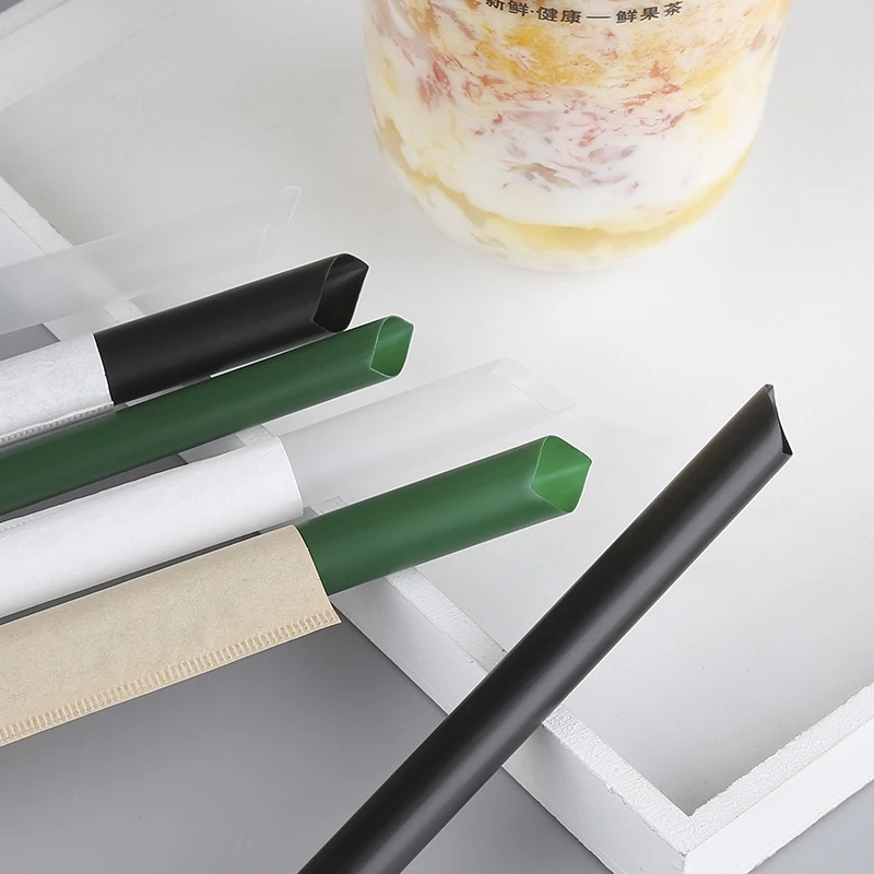 Biodegradable Boba Straws Individually Wrapped Non Plastic PLA Drinking Straws
