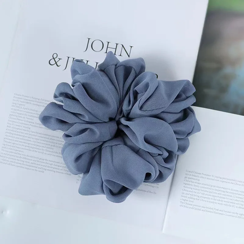 Popular Women Fashion Large Size Ladies Big Bouquet Chiffon Colon Hair Scrunchies Women Scrunchies Headband