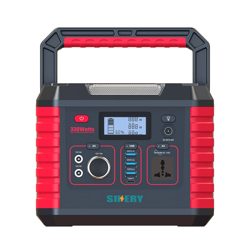 Sikery 330w 288Wh Portable Power Station Lithium Battery 110V 220V Pure Sine Wave Wireless Charming Solar Generator Camping