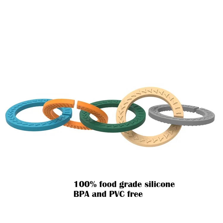 OEM/ODM mordedor de silicona Soft Food Grade Sensory Baby Teething Toys Happy Links Ring Developmental Toys Baby Teethers