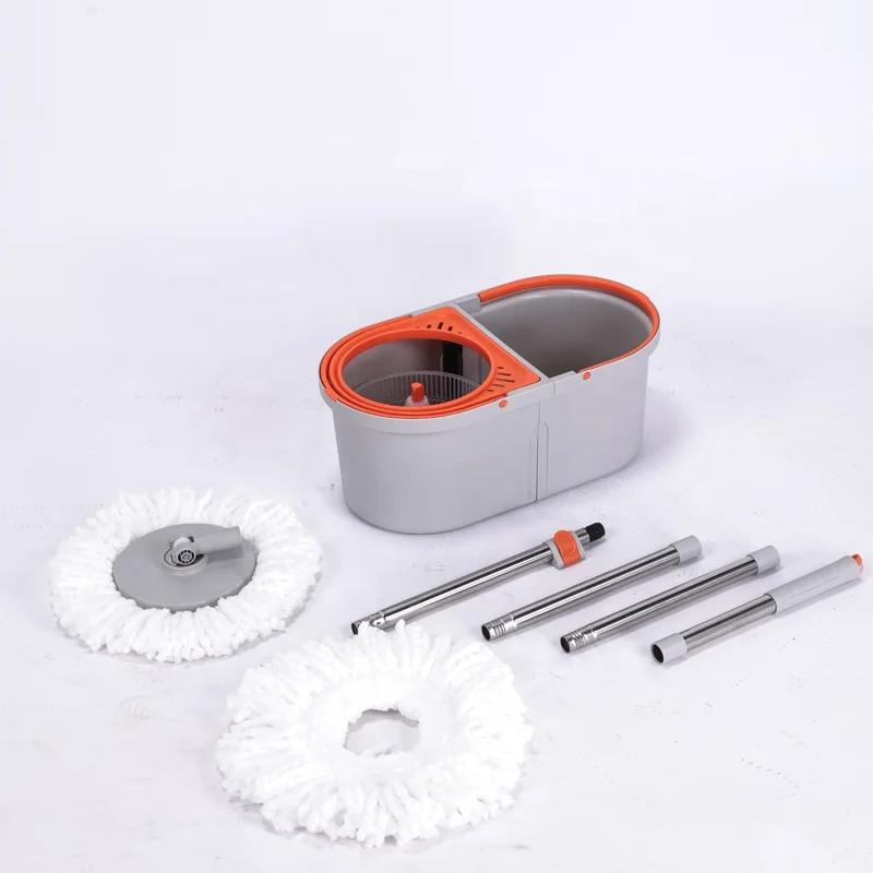 Stainless Steel Pole Cleaning Hands Free Mop Microfiber Spin Mop with Detachable Bucket